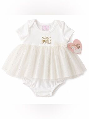 Princess Rose Hello Lovely White Tulle Tutu‎ Bubble Dress NWT 6-9 Months